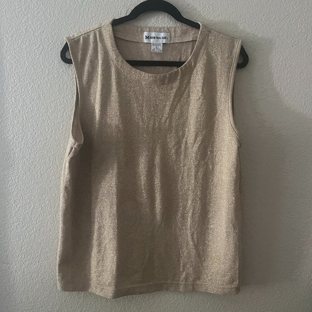 Bob Mackie Gold Sparky/Shimmery Sleeveless Top
